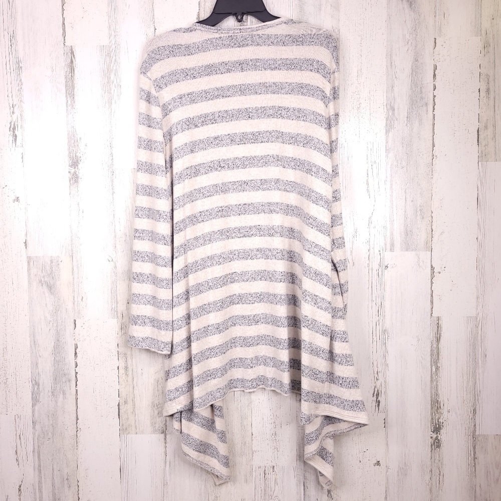 Knox Rose Gray Stripe Open Cardigan Wrap Size XL - Picture 9 of 9